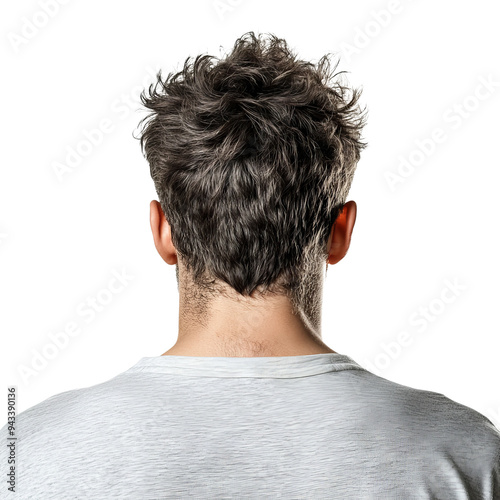 A detailed view of a person's textured hair from the back, showcasing a modern hairstyle and vibrant colors against a neutral background.