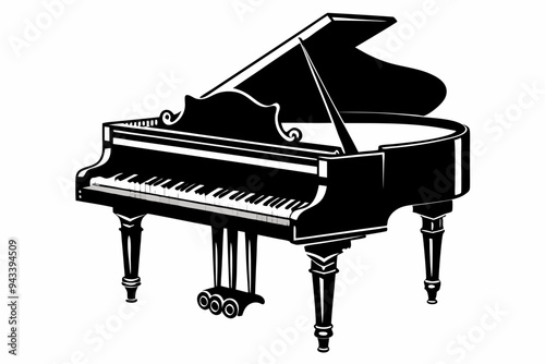 Piano silhouette vector illustration, Royel-type luxury vintage piano