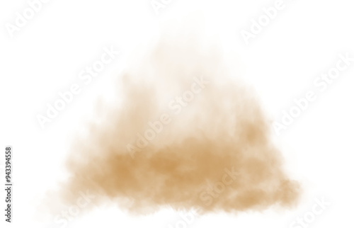 Fantastic yellow smoke. Magic smoke. Smog cloud on podium or stage. Fog vapor over ground or water surface, magic haze. PNG. 