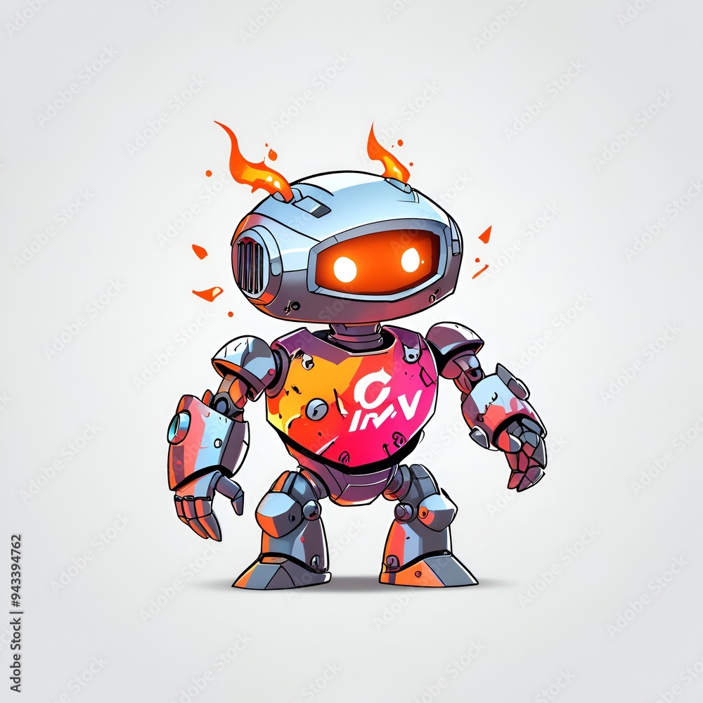Fiery Robot Illustration Fiery Robot Illustration