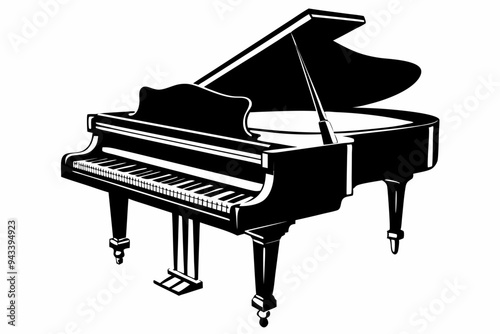 Piano silhouette vector illustration, Royel-type luxury vintage piano