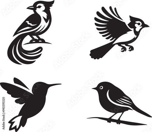 Wallpaper Mural set of silhouettes of birds Torontodigital.ca