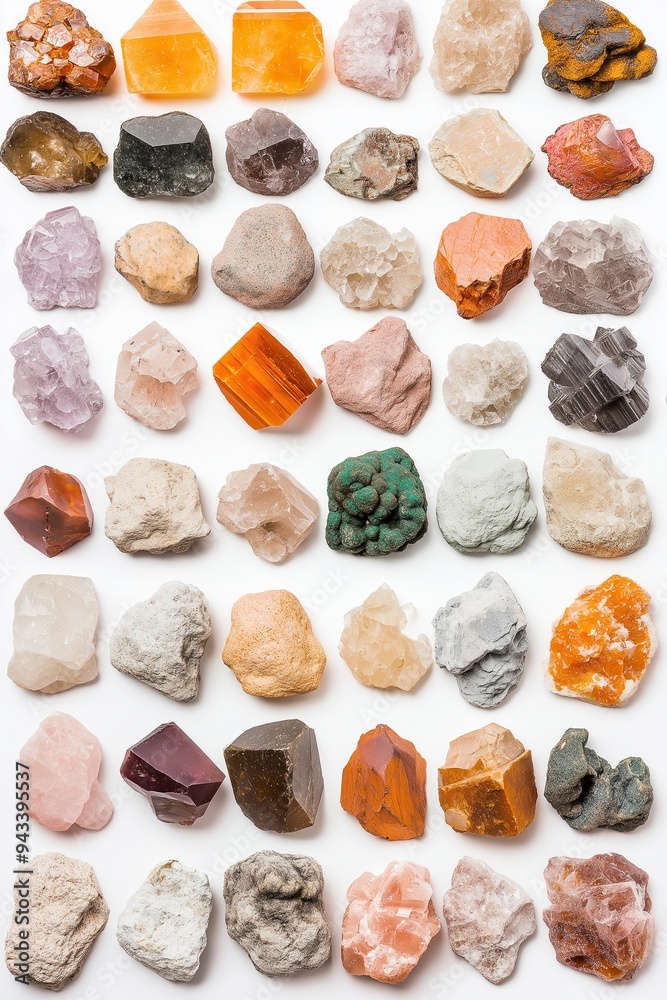 Collection of mineral stone samples, various colors and textures. Collection of mineral stone samples, various colors and textures.