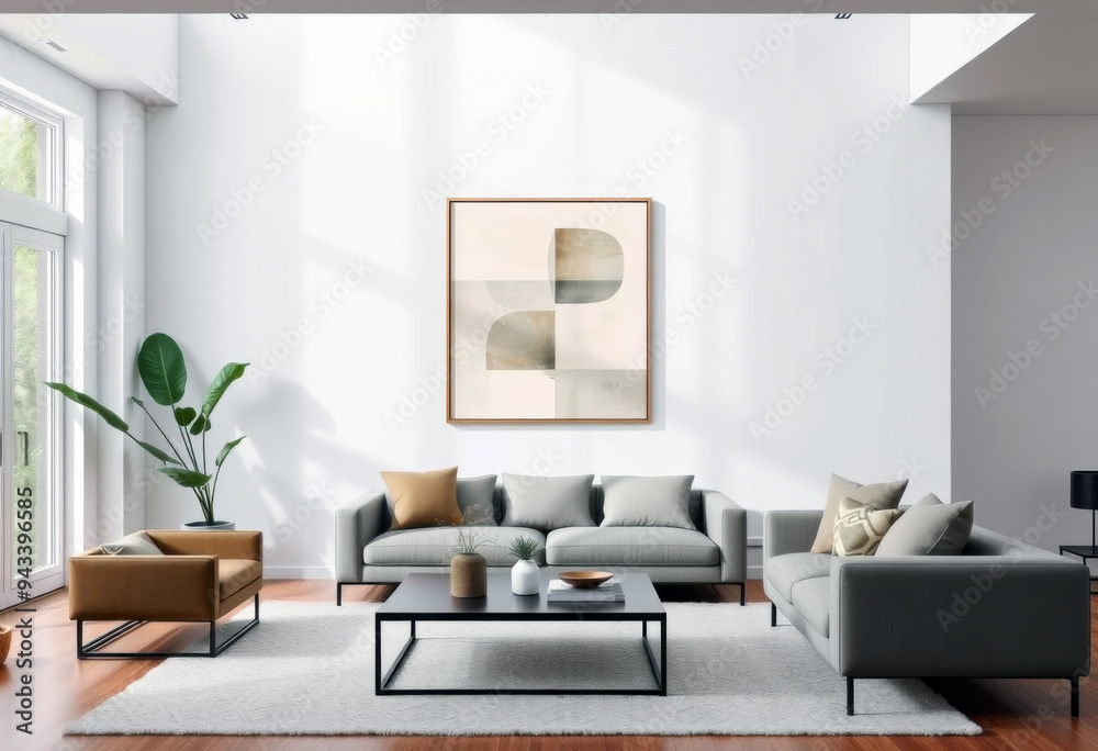 Fototapeta premium Geometric Serenity Abstract Art in a Minimalist Space