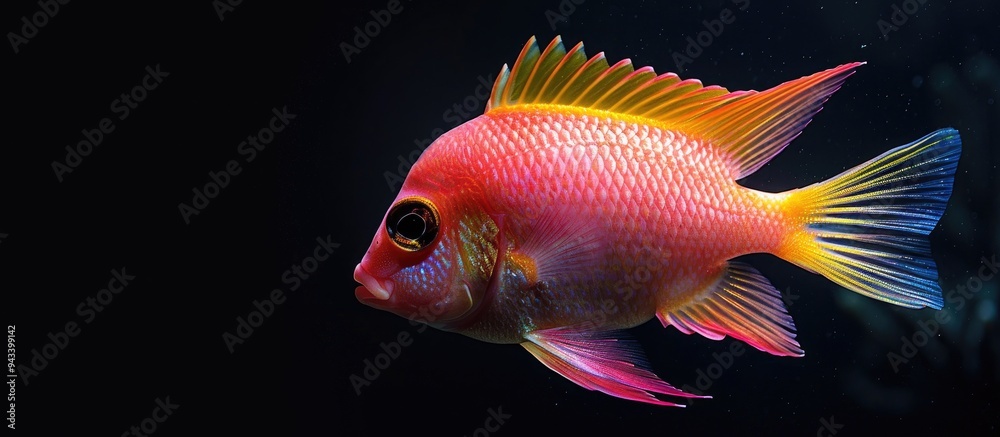 A stunning tropical fish from the Red Sea in a copy space image on a black background A stunning tropical fish from the Red Sea in a copy space image on a black background