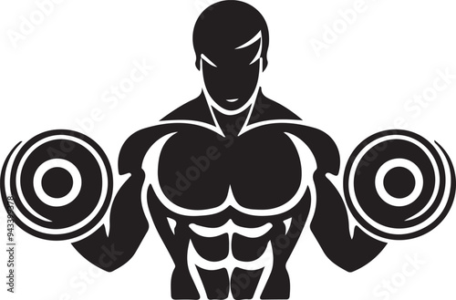 Man Weightlifting Stylized Vector Illustration Silhouette