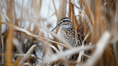 A Snipe Hiding in Tall Grass photo