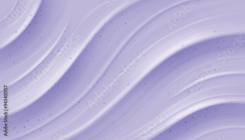 Purple berry yogurt or soft liquid ice cream surface texture with curve waves. Realistic 3d vector background of sweet milky dessert or cosmetic gel. Smooth pudding, dairy mousse or creme lotion.