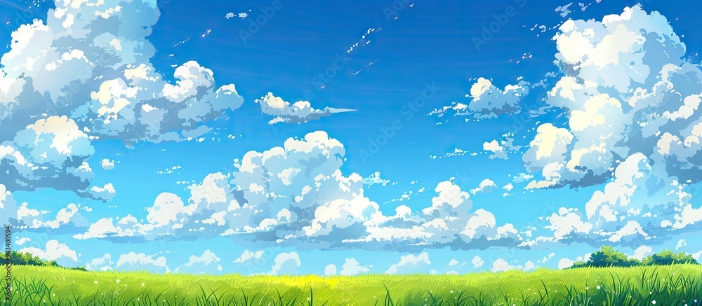 Summer sky and white clouds create a picturesque scene with vast copy space image Summer sky and white clouds create a picturesque scene with vast copy space image