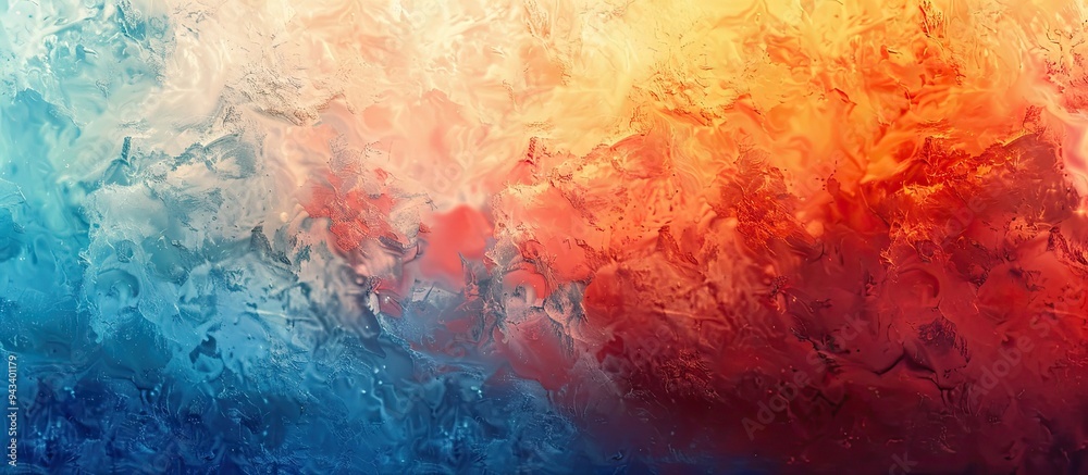 Fototapeta premium Horizontal banner featuring a grainy soft gradient abstract background in red orange and blue sunrise colors with a noise effect designed with copy space image