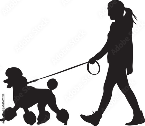 Poodle Dog Walking Vector Silhouette Graphic