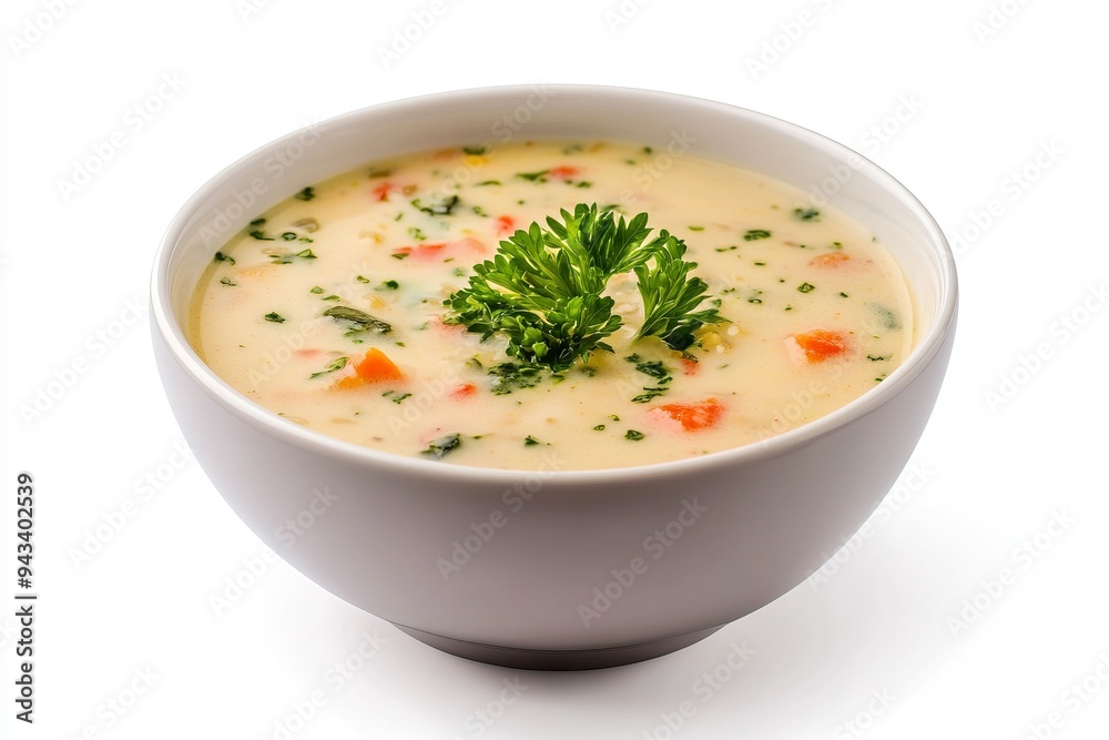 bowl ov vegetable cream soup isolated on white background. Generative Ai bowl ov vegetable cream soup isolated on white background. Generative Ai