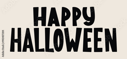 Lettering Happy Halloween. Black letters for cards, posters, flyers, cutting. Vector illustration