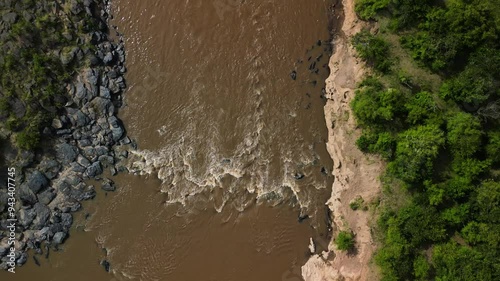 High view of a river in Kenya in the savannah