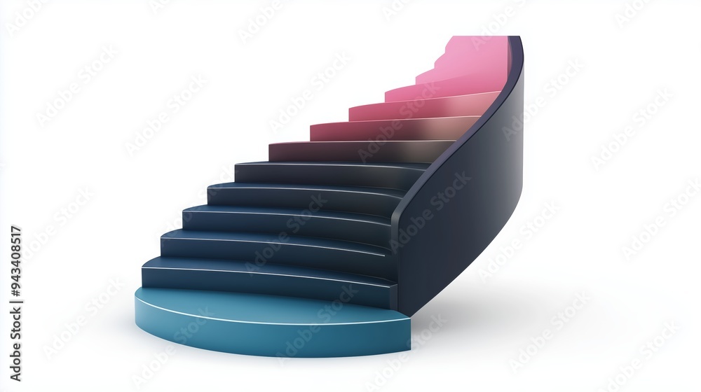 Isolated Circle Style Staircase on White Background Isolated Circle Style Staircase on White Background