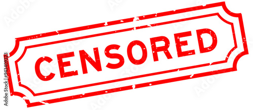 Grunge red censored word rubber seal stamp on white background