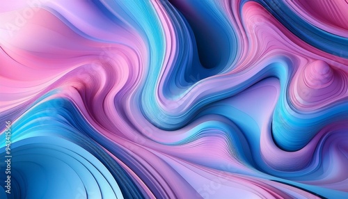 dynamic abstract shapes flow together in a captivating interplay of blue and pink tones