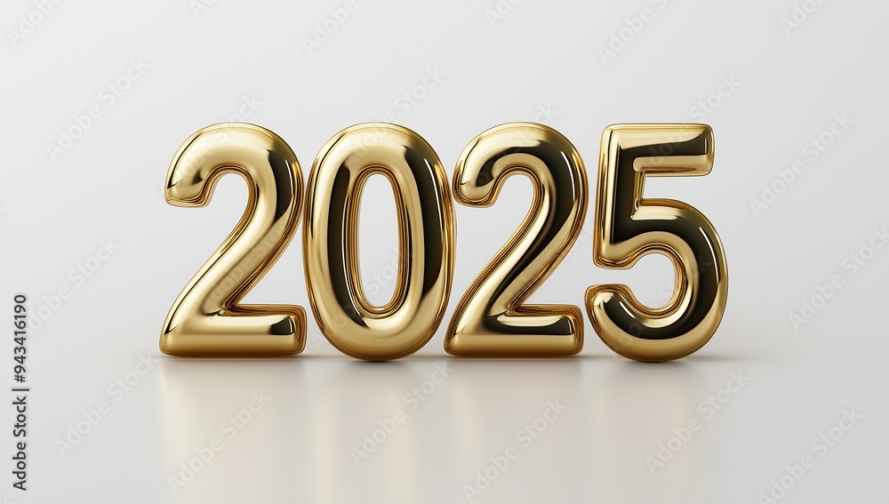 Golden New Year 2025 typography with vibrant, festive design elements Golden New Year 2025 typography with vibrant, festive design elements