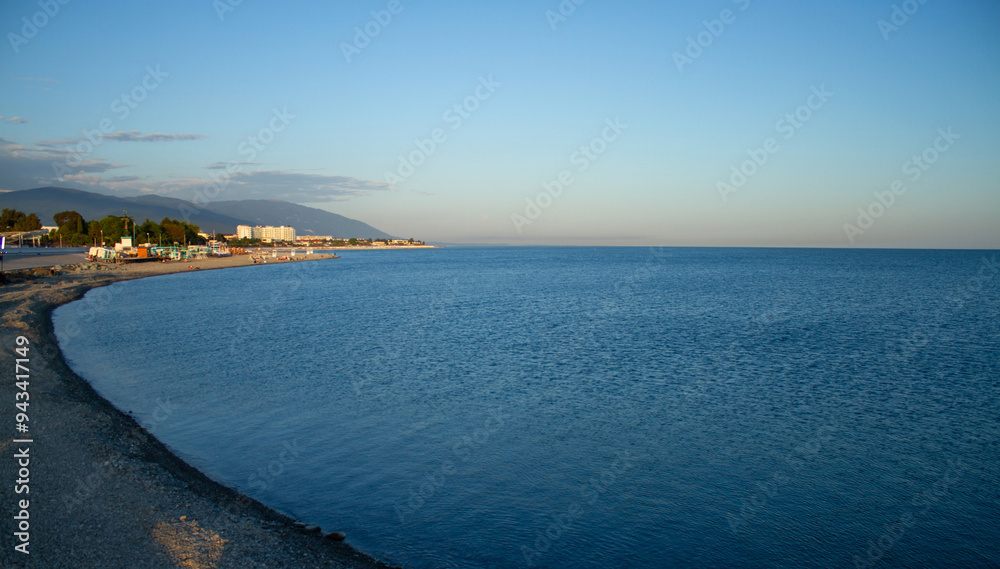 Sunset at sea in Sochi (Adler).