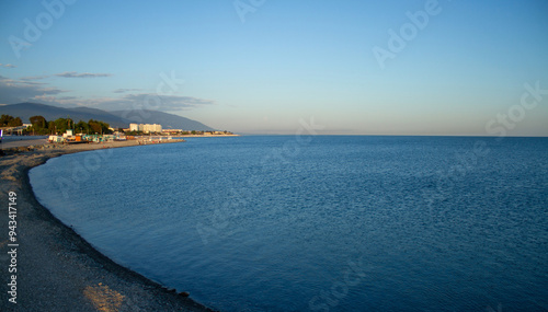 Obraz na płótnie Sunset at sea in Sochi (Adler). w salonie
