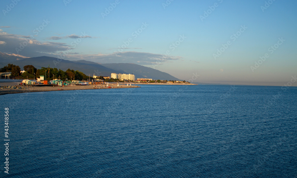 Sunset at sea in Sochi (Adler).