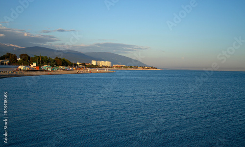 Obraz na płótnie Sunset at sea in Sochi (Adler). w salonie
