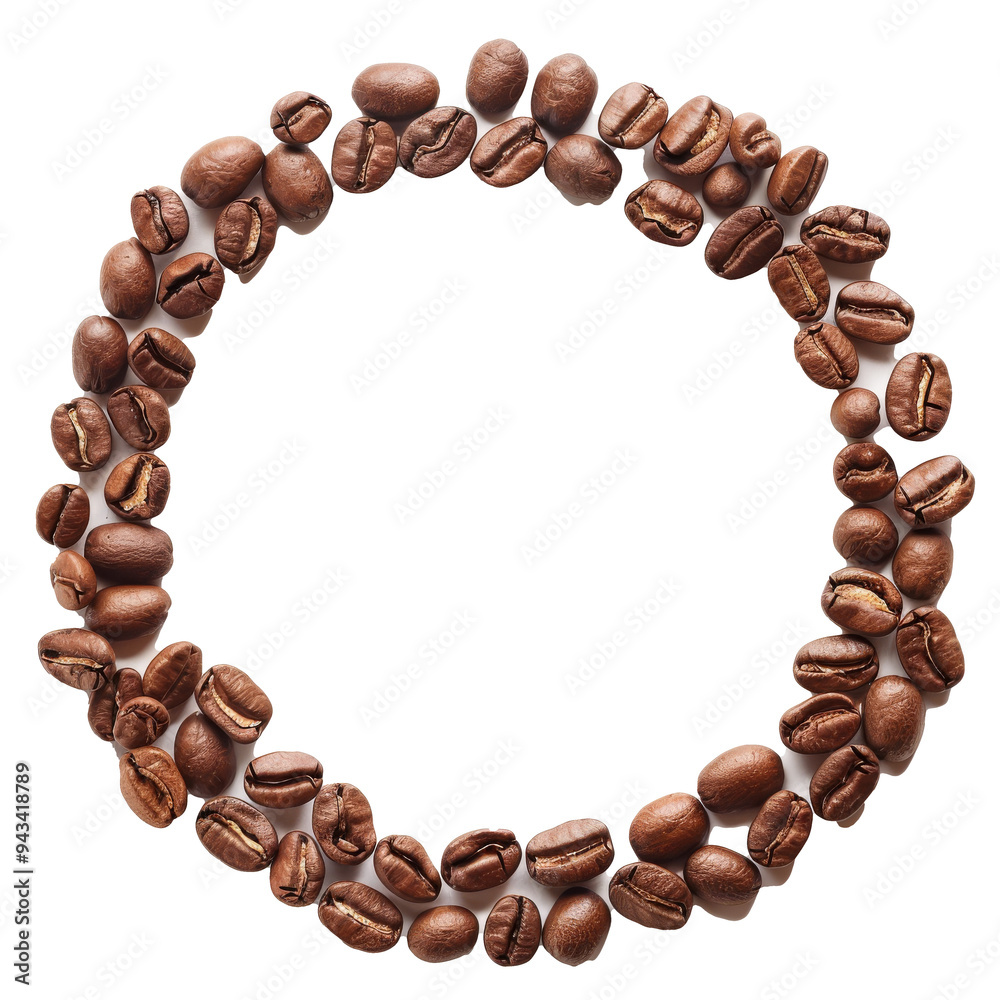 Coffee beans circle frame, isolated on transparent Coffee beans circle frame, isolated on transparent