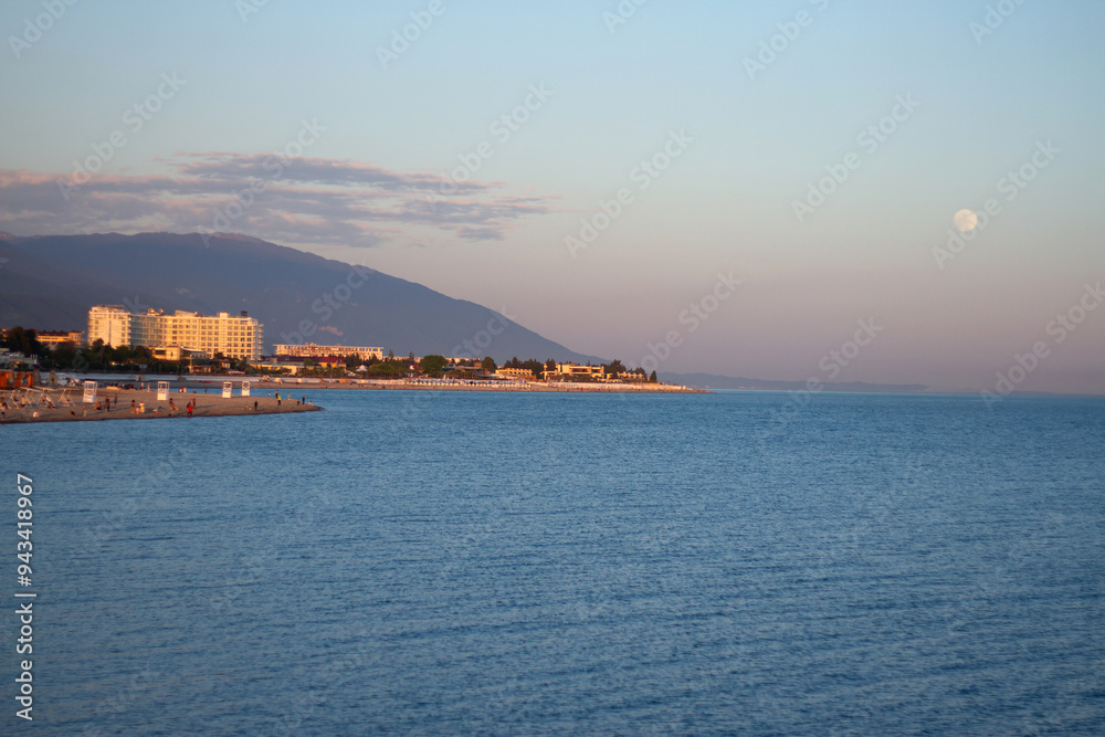 Sunset at sea in Sochi (Adler).