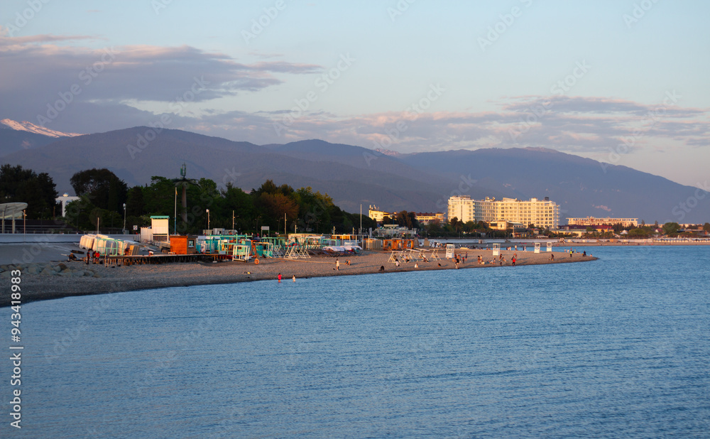 Sunset at sea in Sochi (Adler).