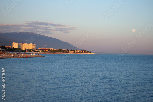 Obraz na płótnie Sunset at sea in Sochi (Adler). w salonie