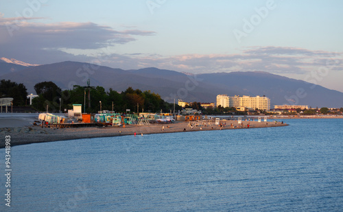 Obraz na płótnie Sunset at sea in Sochi (Adler). w salonie