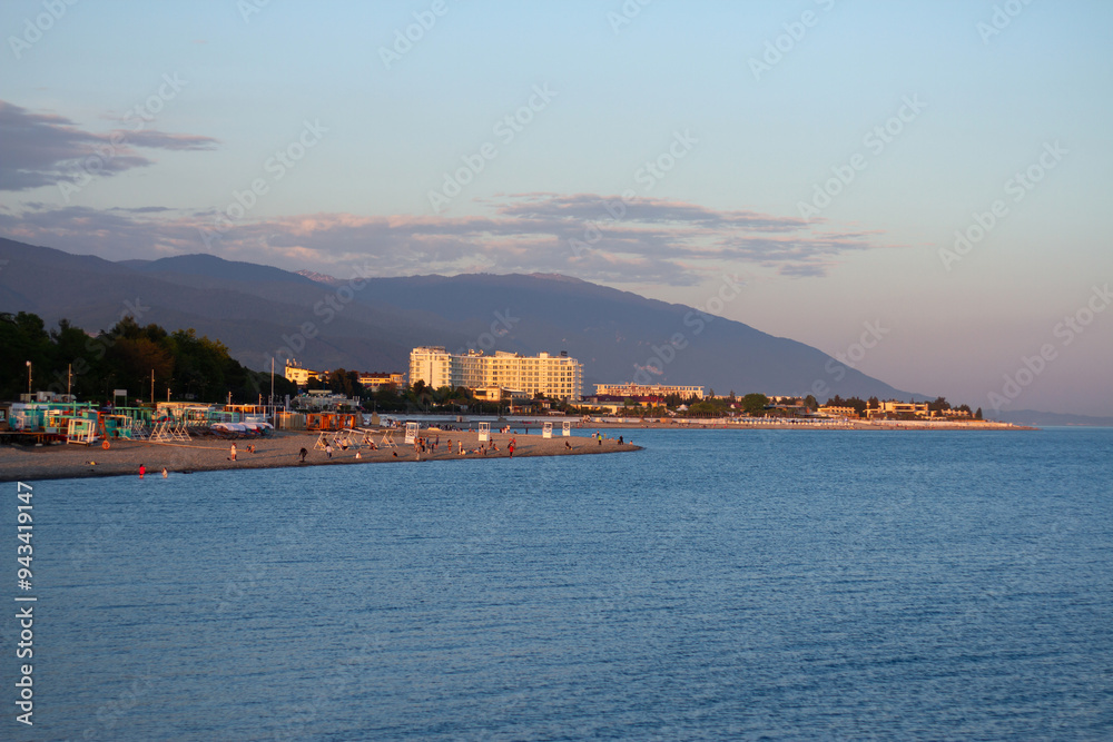 Sunset at sea in Sochi (Adler).