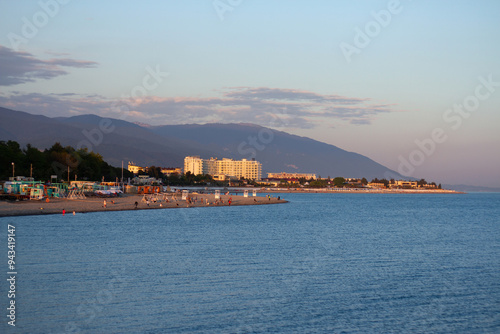 Obraz na płótnie Sunset at sea in Sochi (Adler). w salonie