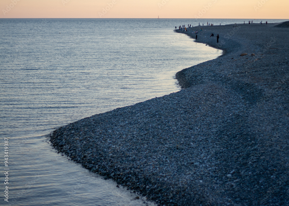 Sunset at sea in Sochi (Adler).