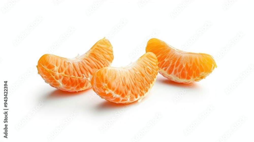Ripe tangerine slices isolated on white background Ripe tangerine slices isolated on white background