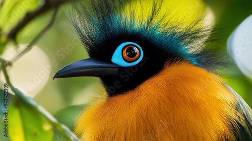 Close-Up of a Vibrant Long-tailed Paradise Kingfisher photo