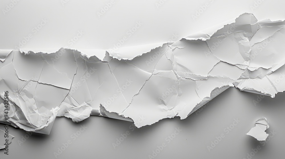 Ripped paper on white surface Ripped paper on white surface