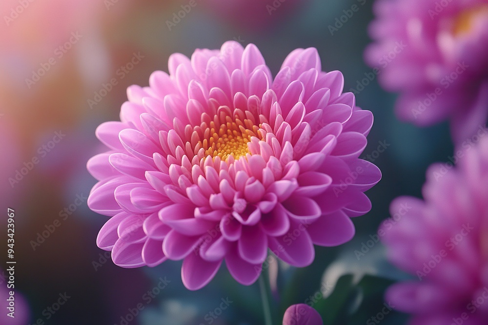 A single chrysanthemum in full bloom, with layers of petals creating a rich, textured appearance A single chrysanthemum in full bloom, with layers of petals creating a rich, textured appearance
