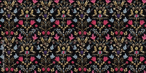 Embroidery pattern with a stitched, textured design. seamless background pattern