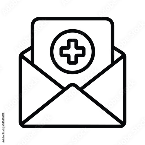 Envelope with medical sign concept ico of medical mail