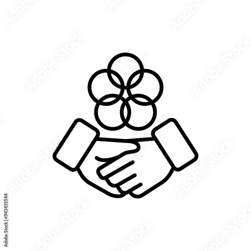 Partnership outline icons, minimalist vector illustration ,simple transparent graphic element .Isolated on white background