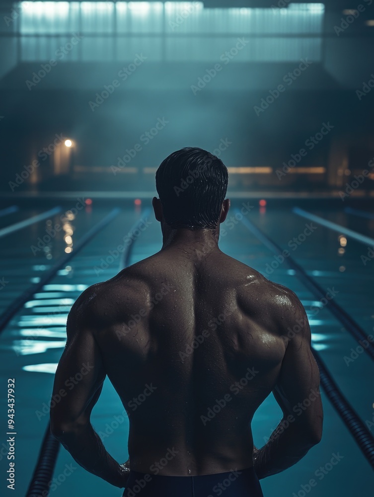 Focused Athlete at Indoor Swimming Pool Focused Athlete at Indoor Swimming Pool