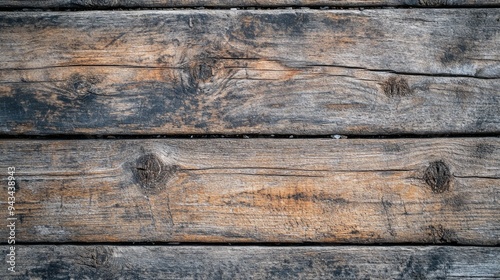 Top view of a weathered wooden floor with visible knots and cracks  creating a vintage and rustic feel