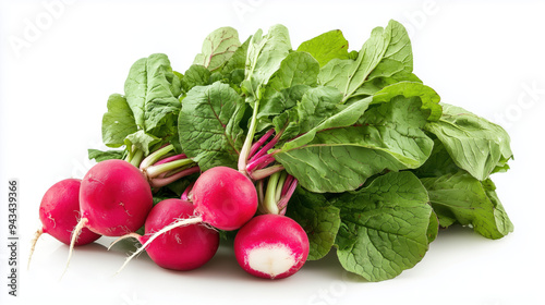 Bunch of radishes isolated on a white background 