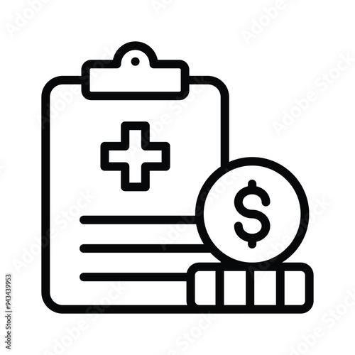 Amazing icon of medical allowance, featuring healthcare symbols and financial elements