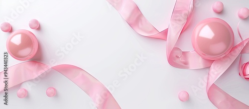 International breast cancer awareness concept illustrated with a pink ribbon on a white background ideal for copy space images