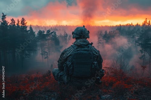 Soldiers in Combat: Smoke, Guns, and Strategy on the Battlefield Amidst Forest Apocalypse