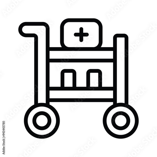 Icon depicting a medical cart with supplies, commonly used in healthcare