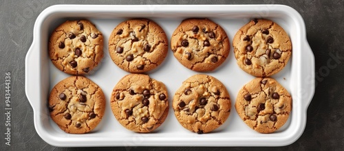 Tray with delicious oatmeal cookies perfect for a copy space image