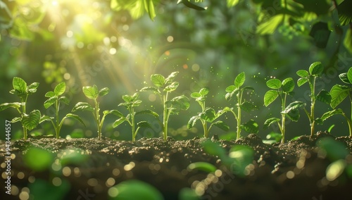 A concept of growth and money in the form of coins with green plants growing on them, representing business success or financial dealership